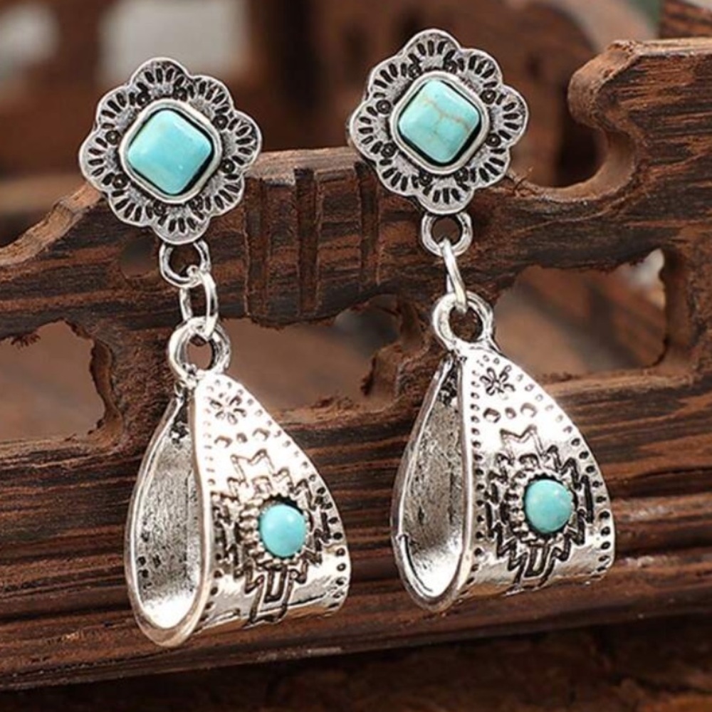 Turquoise and Silver Dangle Earrings